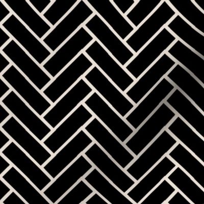 herringbone black and champagne