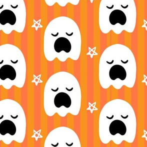  Halloween Cute Ghosts on  Orange Stripe Background