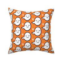  Halloween Cute Ghosts on  Orange Stripe Background