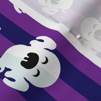 Halloween Cute Dancing Ghosts Monsters on Purple Stripes