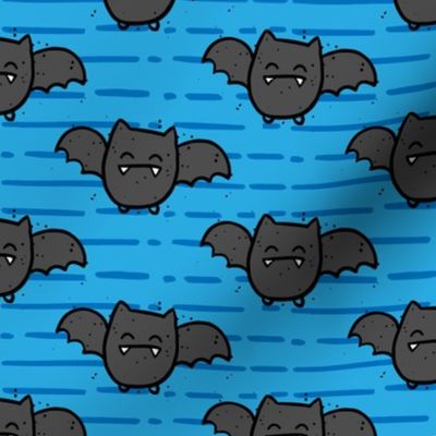 Halloween Cute Bats Blue Stripes