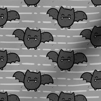 Halloween Cute Bats Grey Stripes 