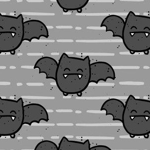 Halloween Cute Bats Grey Stripes 
