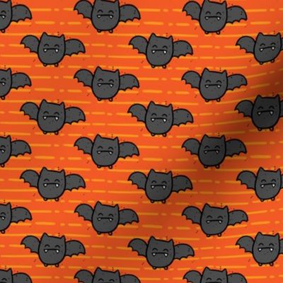 Halloween Cute Bats Orange Stripes 