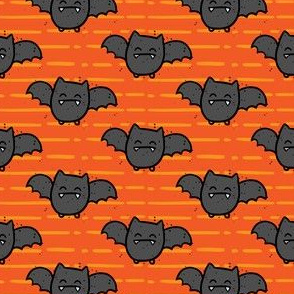 Halloween Cute Bats Orange Stripes 