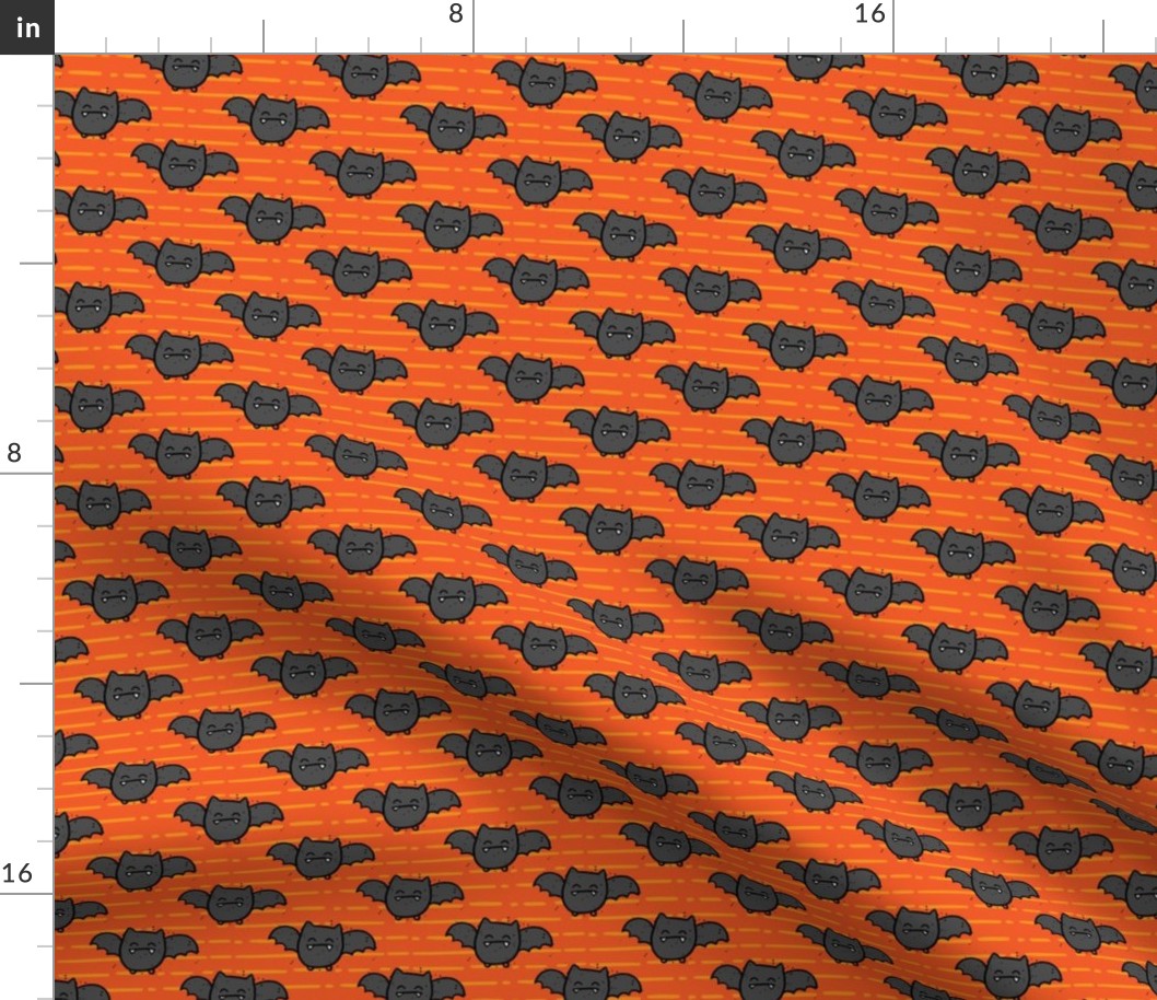 Halloween Cute Bats Orange Stripes 