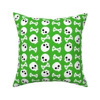 Halloween Skull and Crossbones on Electric Green