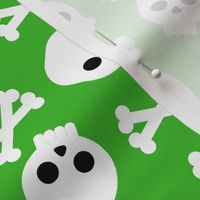 Halloween Skull and Crossbones on Electric Green