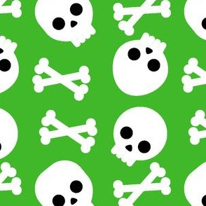 Halloween Skull and Crossbones on Electric Green