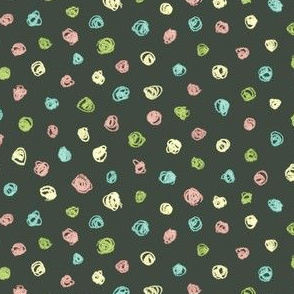 colorful chalk polkadots - pastel on oolong olive green