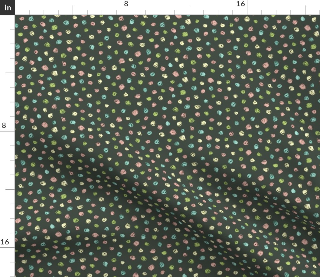 colorful chalk polkadots - pastel on oolong olive green