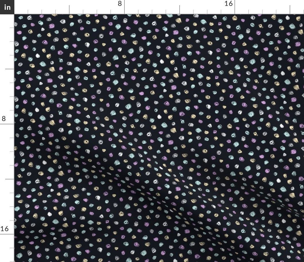 pastel chalk polkadots on blue-black