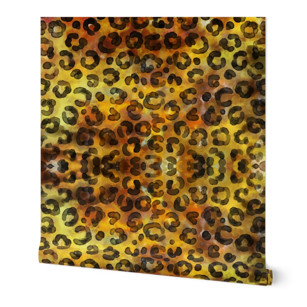 Animal Print Cheetah Spots Watercolor Gold Yellow Gold Dots