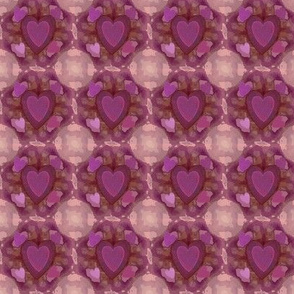 Tie-dyed Hearts, pink, fushia, purple, violet, burnt orange  