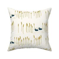 Ducks in a pond - mustard and navy 