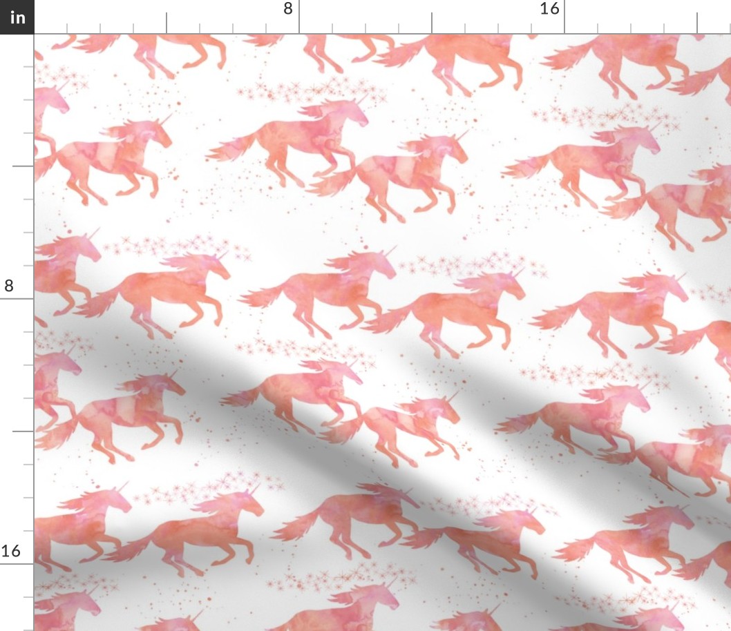 watercolor unicorns in peach