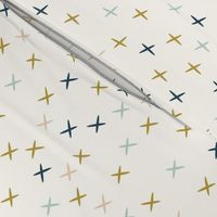 Crosses stars navy mustard mint and nude 