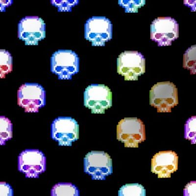 Rainbow Pixel Skulls