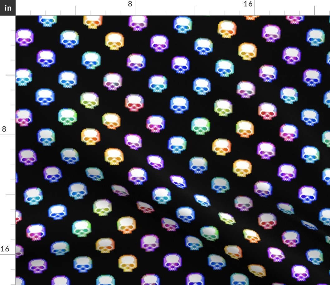 Rainbow Pixel Skulls