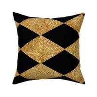 Harlequin Diamonds ~ Black and Antique Gold Mosaic  ~ Rotated