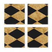 Harlequin Diamonds ~ Black and Antique Gold Mosaic  ~ Rotated