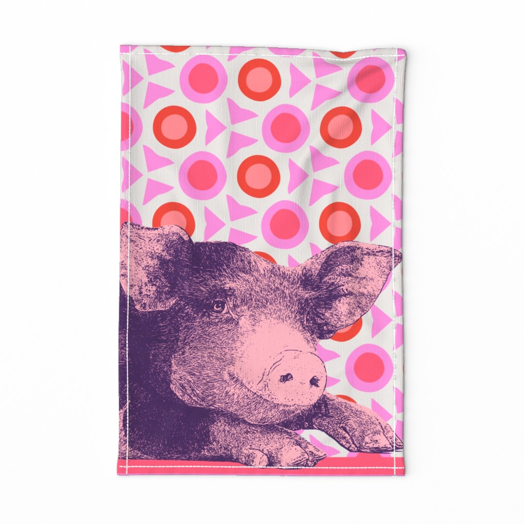 Tea Towel Pink Pig