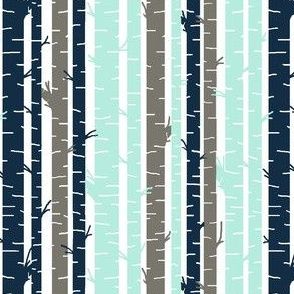 Birch_Trees_Aqua_Navy_Gray_on_White_Background