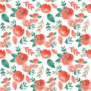 warm red and green holiday watercolor floral 