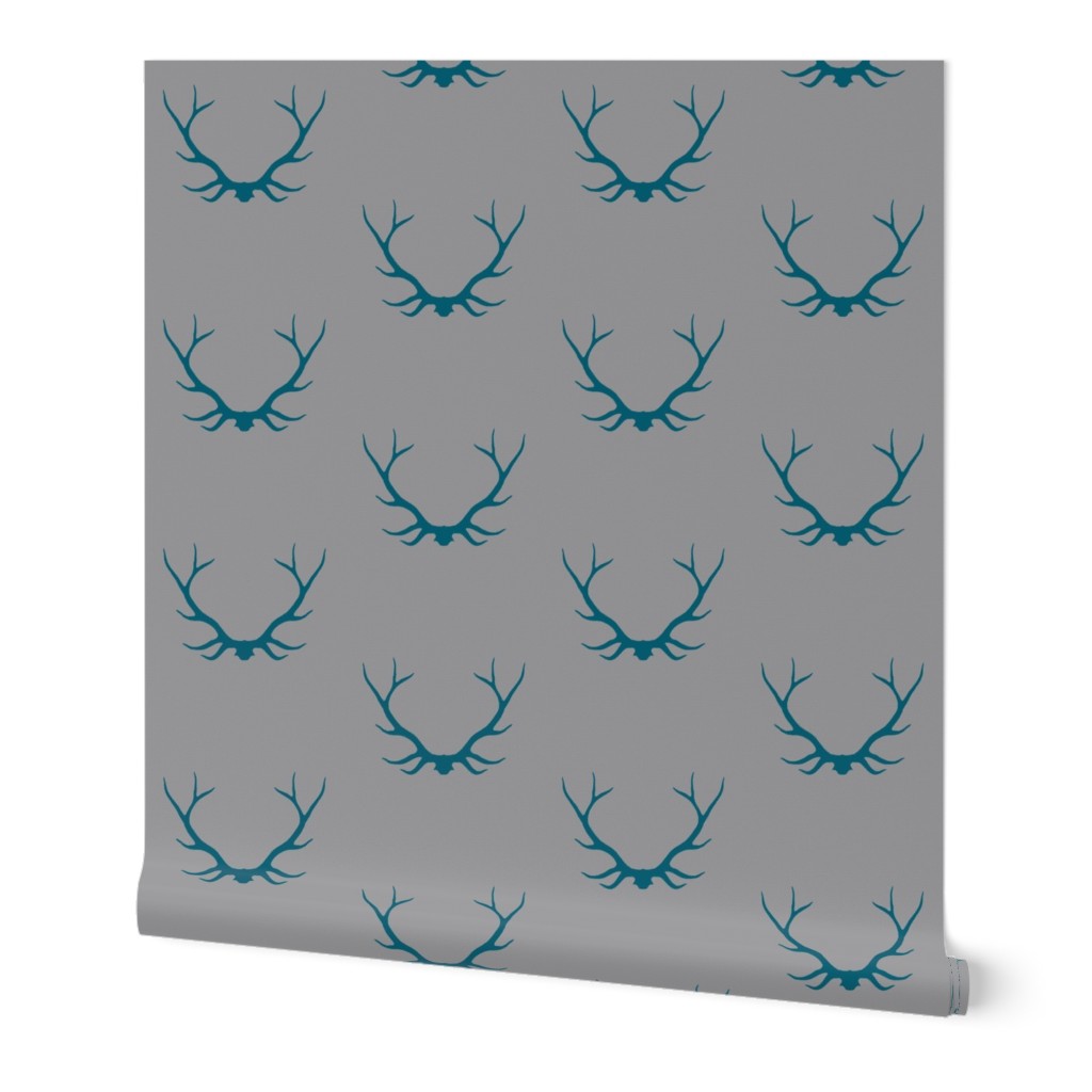 Antlers - teal/grey Winslow Woodland deer Buck baby boy nursery