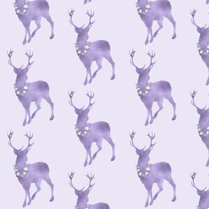 Buck- floral decorated - purple lavender violet deer 