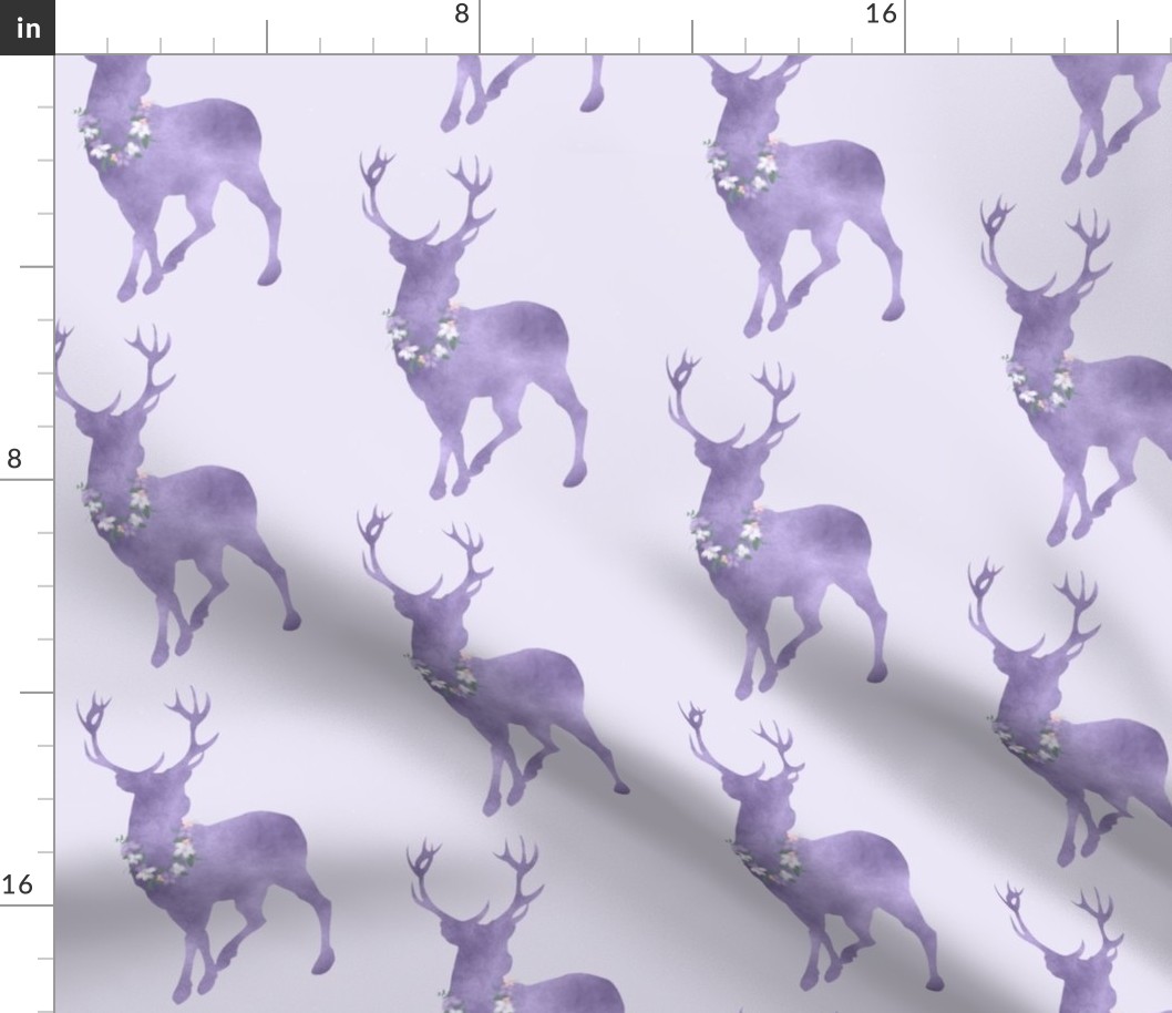 Buck- floral decorated - purple lavender violet deer 