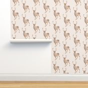 Buck-  floral decorated deer in tan taupe brown