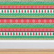 Christmas Xmas Stripes Snowflakes Trees Red Green