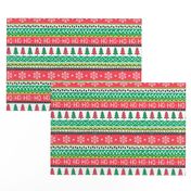 Christmas Xmas Stripes Snowflakes Trees Red Green