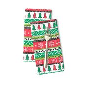 Christmas Xmas Stripes Snowflakes Trees Red Green