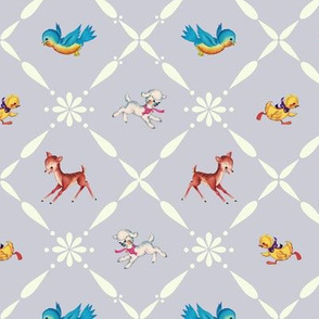 Retro Animals on Dove Grey