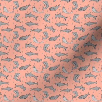 sharks // mint coral custom shark fabric wedding colors