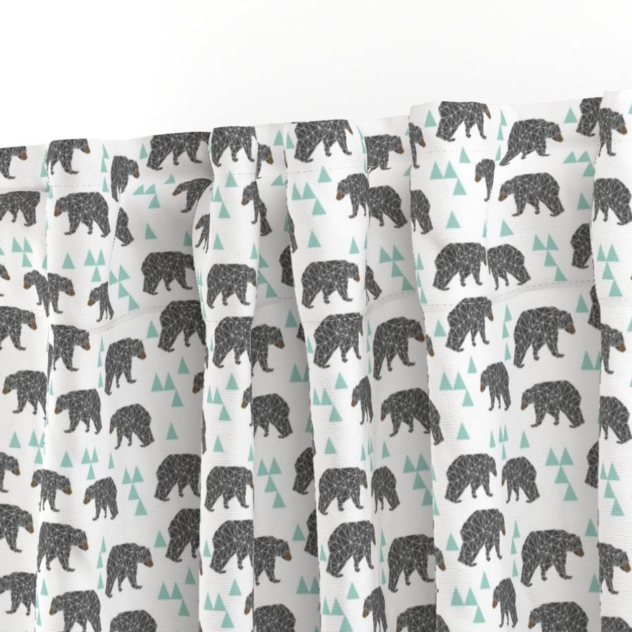 bear // mint and grey fabric bear nursery fabric bears fabric cute mint and grey fabrics