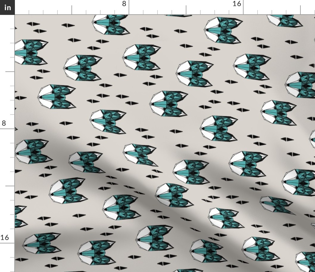 fox // geometric fox head design grey and blue kids baby boy nursery foxy fox head fox quilt sewing fabric fox fabric 