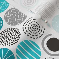 Dots Geometrical Patterned Black&White Aqua Blue