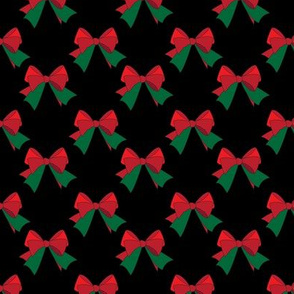  Bows- Red & Green on Black