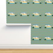 54" Panel Cute Car on Abstract Floral _Miss Chiff Designs