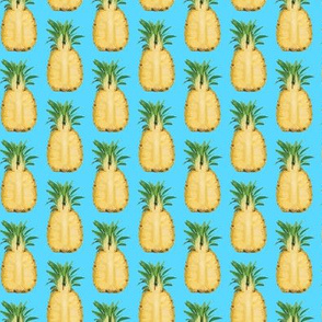 Yellow Pineapple Tropical Fruit on Blue_Miss Chiff Designs