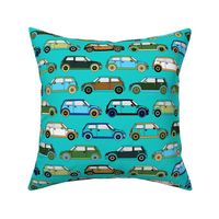 Cute Cars on Teal _ Miss Chiff Designs 