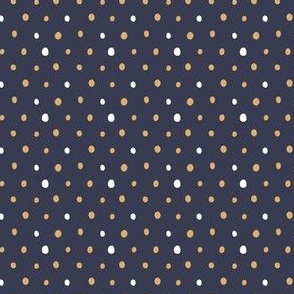 Modern Mustard Navy Polka Dots