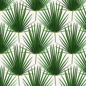 Simple Palm Leaf Geometry green and cream small print