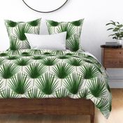 Simple Palm Leaf Geometry green and cream large print