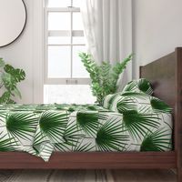 Simple Palm Leaf Geometry green and cream large print