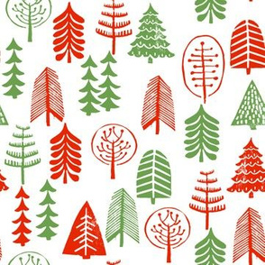 christmas tree // green christmas tree holiday forest linocut block print kids baby nursery holidays