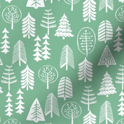 christmas tree // green christmas tree holiday forest linocut block print kids baby nursery holidays